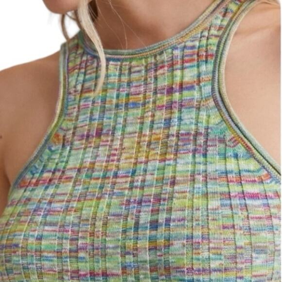 Anthropologie High Neck Knit Green Multi Color Tank Top size small - Picture 2 of 12
